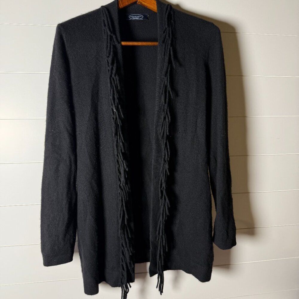 Magaschoni New York Twin Set Tank and Cardigan with Fringe Black Size Large
